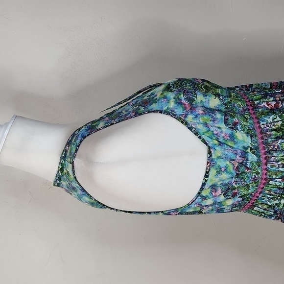 Rococo Sand Teal Boho Back To Greece Racerback Tank Mini Dress - Picture 8 of 14